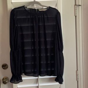 WAYWARD FANCIES by eShakti.  Sheer Blouse in Navy - Size 1X